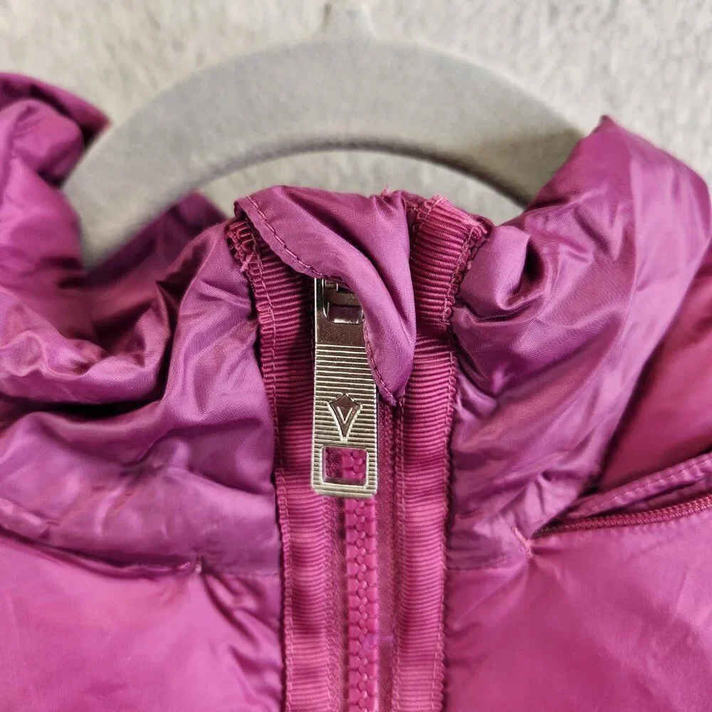 Ivivva Jacket Girls 14 Pink Down Puffer Coat By Lululemon Hide Away Hood Quilted